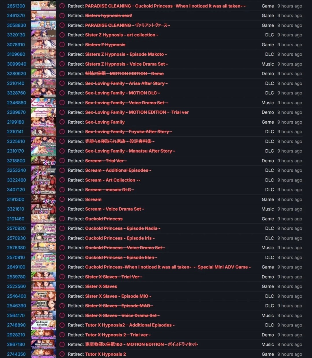 Steam下架游戏示例