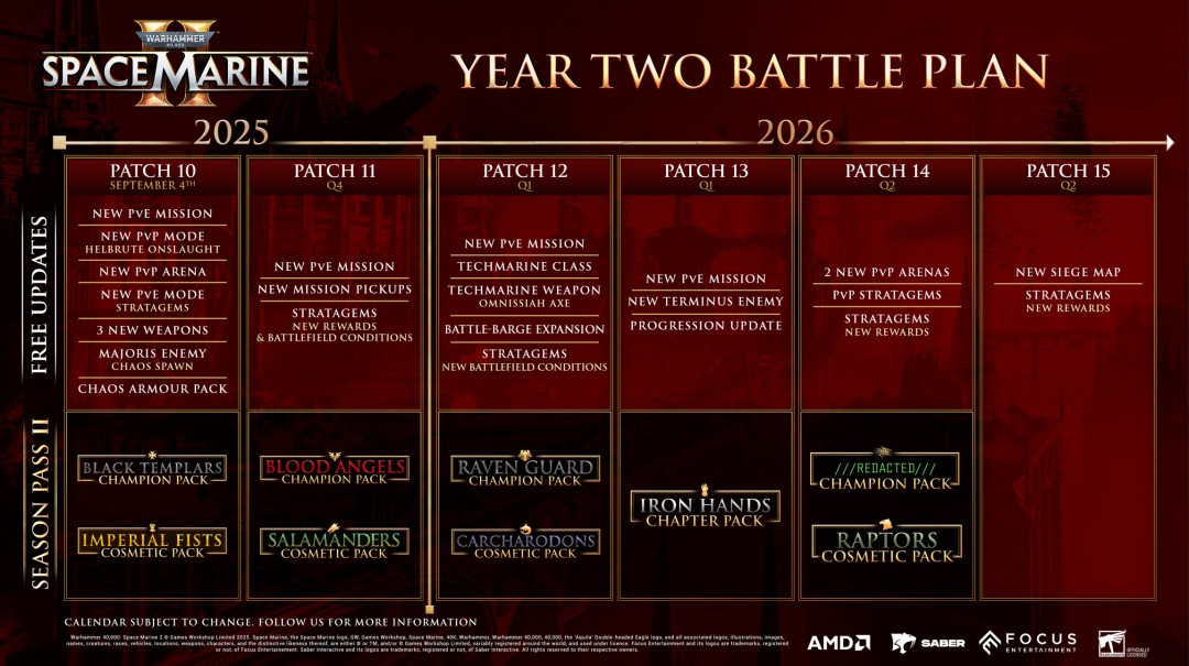  《战锤40K星际战士2》第二年更新路线图公布