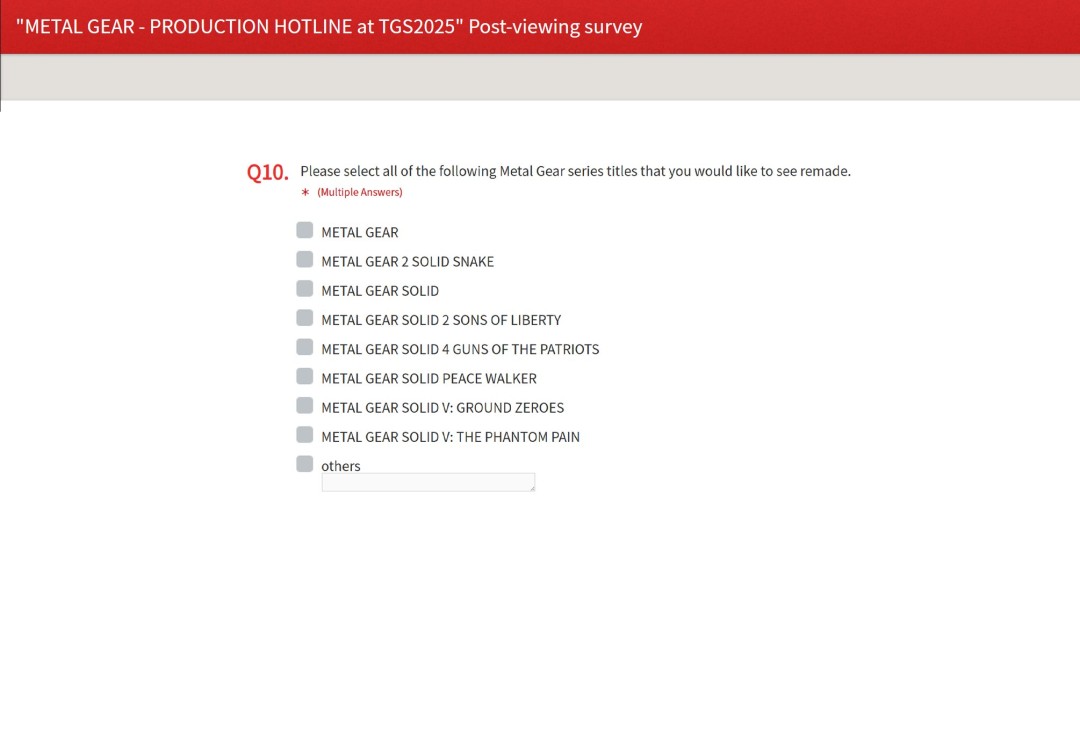 科乐美询问玩家接下来想看到哪部《合金装备》重制