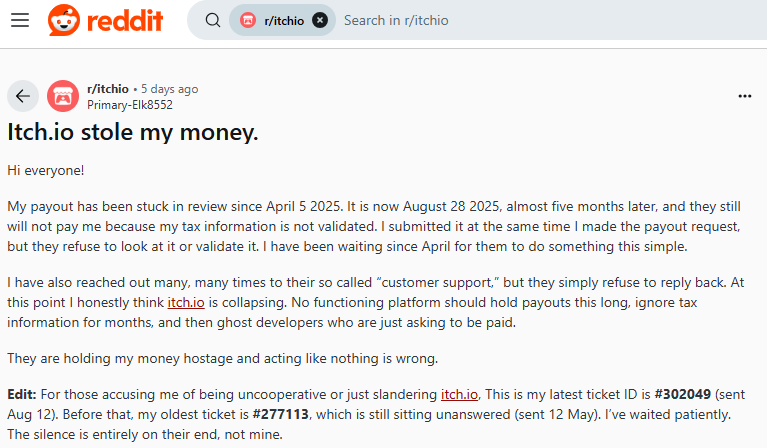 itch.io平台收益争议事件讨论