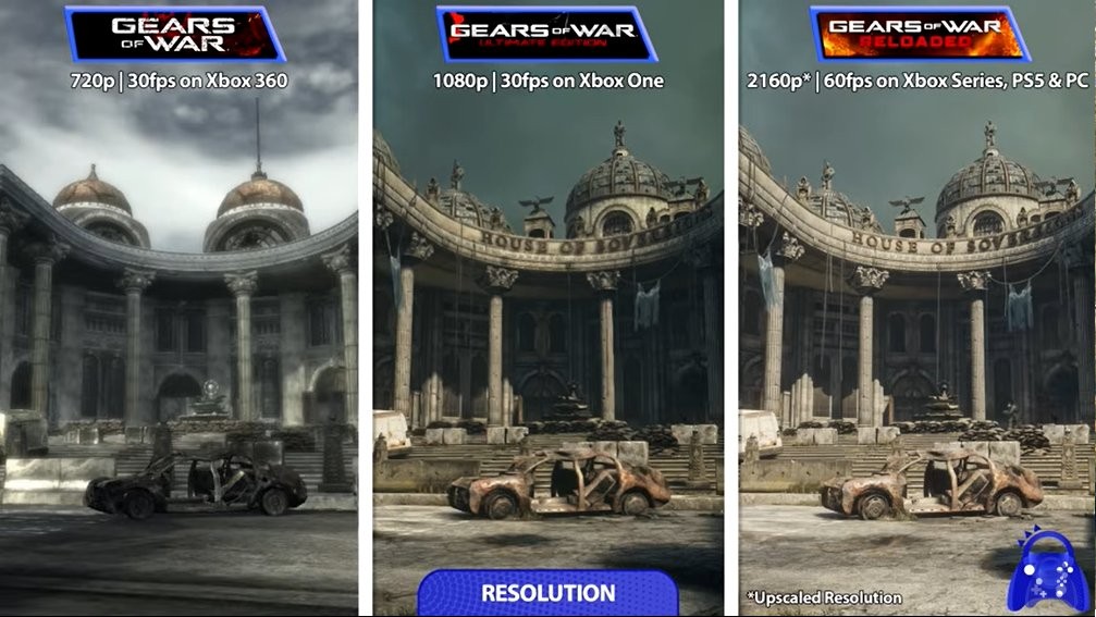 画面升级略保守 《战争机器》三版画面对比