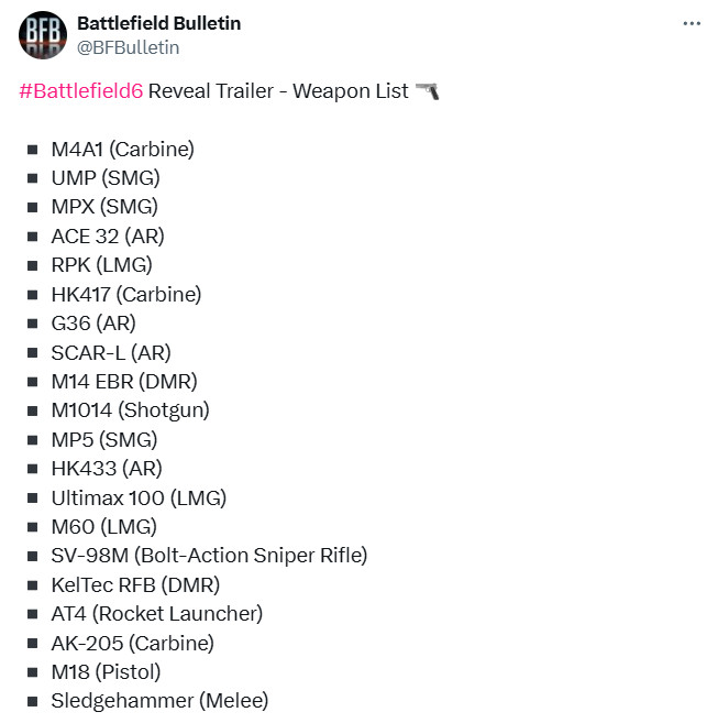 《战地6》现代武器