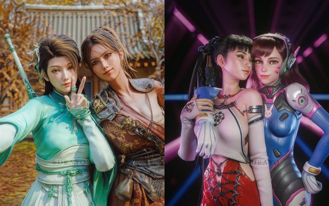 《仙剑7》《明末》女主合照艺术图 月清疏和无常依偎