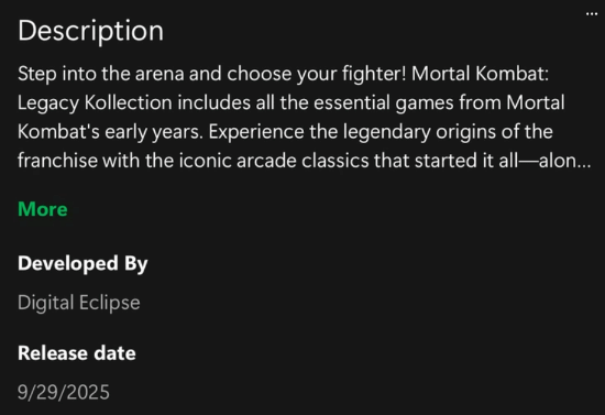 Xbox背锅!《真人快打遗产收藏》发售日期曝光