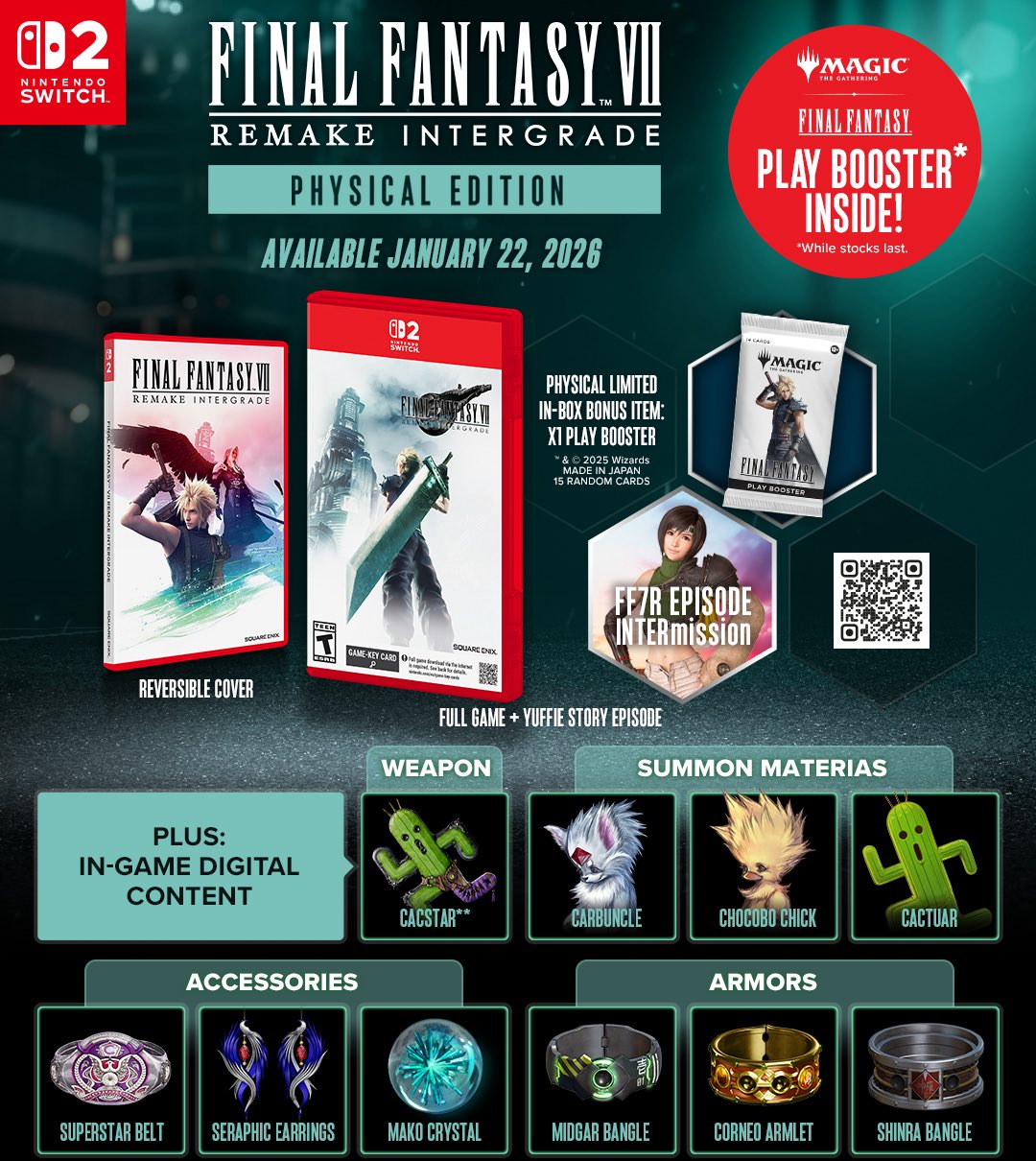 Switch2版《最终幻想7重制版》预购价40美元含特典