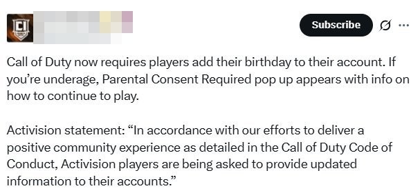 动视账户生日验证界面