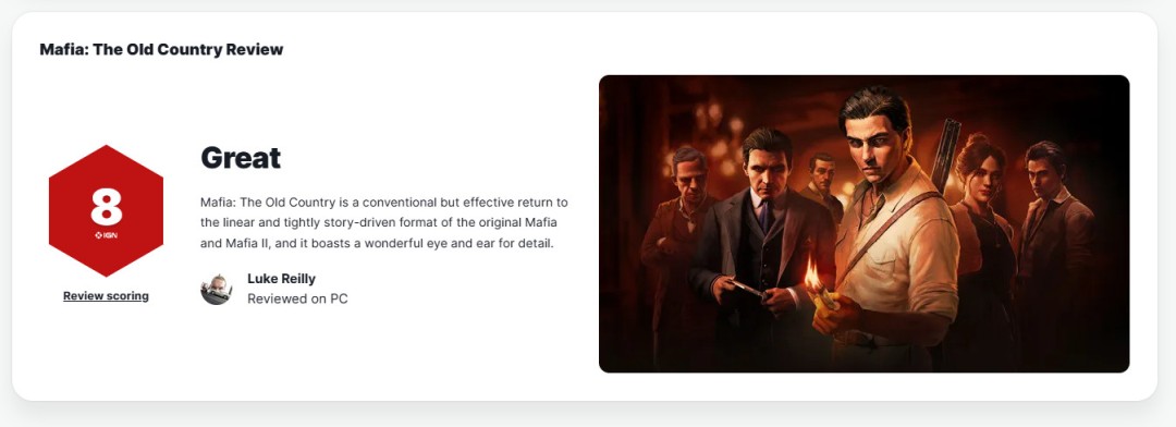  四海兄弟故乡媒体评分出炉IGN给出8分