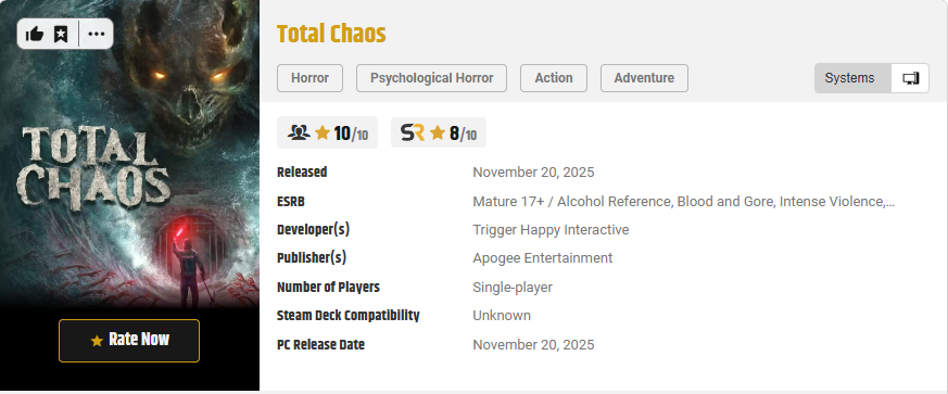 联手《寂静岭》传奇作曲家!媒体高分盛赞恐怖游戏新作《全面混沌》