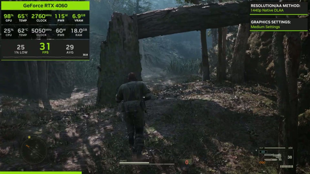 《合金装备3：重制版》RTX 4060测试 带不动1080P最高画质