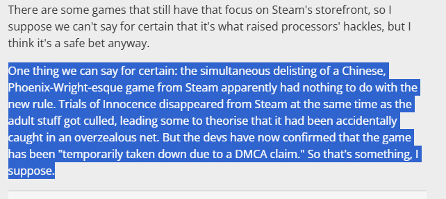 国产类逆转裁判游戏《无罪之庭》被Steam下架