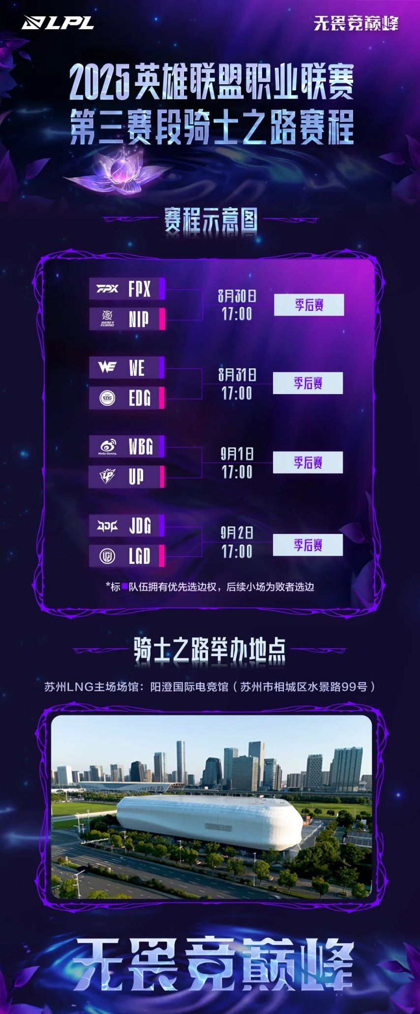  《英雄联盟》2025LPL骑士之路第三赛段赛程正式公布