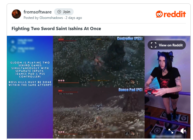 还能这么玩？美女高玩手脚同时玩两个《只狼》成功双杀总BOSS