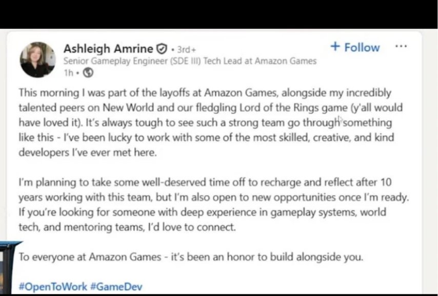  亚马逊裁员致《指环王》MMO游戏开发终止