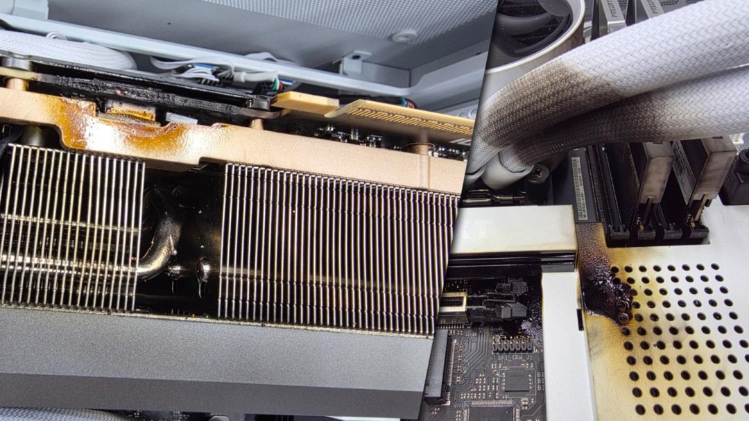 索泰RTX 5090玩《战地6》时突然起火 PCB严重熔化