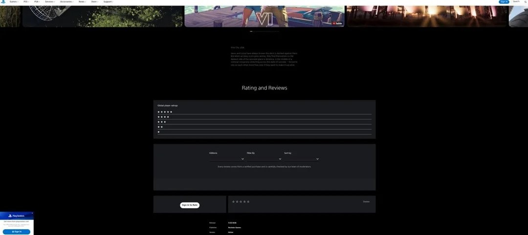  《GTA6》新预告片即将发布 PS商城评分页面已上线